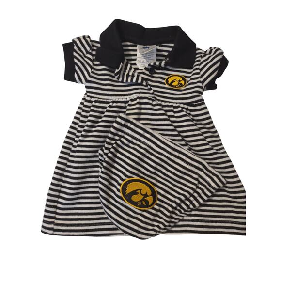 Creative Knitwear Iowa Hawkeyes Black and White Striped Dress with Bloomers 0/3 - Picture 1 of 5
